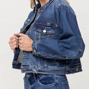NWT Vervet Tough Love Balloon Sleeve Denim Trucker Jean Jacket Size SMALL